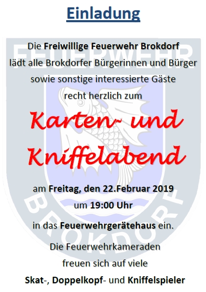 Feuerwehr Brokdorf Karten und Knobelabend