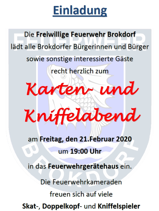 Karten- und Kniffelabend Feuerwehr Brokdorf 2020