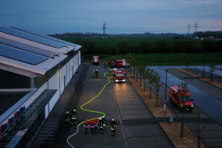 Feuerwehrübung mit der Drehleiter